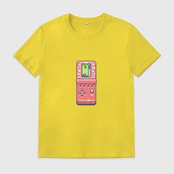 Футболка хлопковая мужская Игровая приставка Тетрис, цвет: желтый