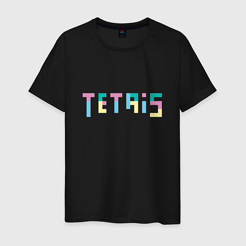 Мужская футболка Тетрис надпись из блоков / Черный – фото 1