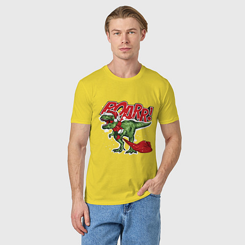 Мужская футболка Santa t rex gifts / Желтый – фото 3