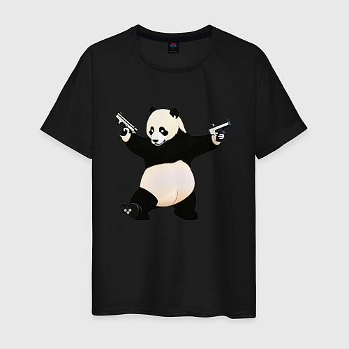 Мужская футболка Панда с пистолетами / Черный – фото 1