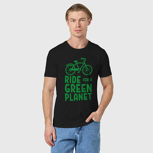 Мужская футболка Ride for a green planet / Черный – фото 3