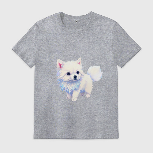 Мужская футболка Милый пушистый щеночек / Меланж – фото 1