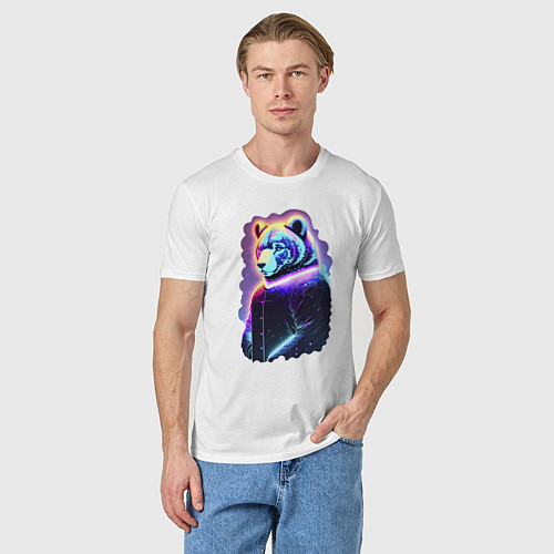 Мужская футболка Glowing bear - neural network / Белый – фото 3