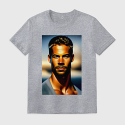 Футболка хлопковая мужская Пол Уокер, цвет: меланж