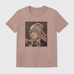 Футболка хлопковая мужская Цзин Юань, цвет: пыльно-розовый