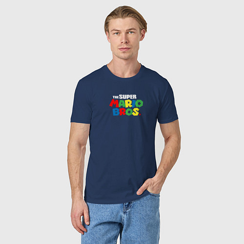 Мужская футболка The Super Mario Bros Братья Супер Марио / Тёмно-синий – фото 3