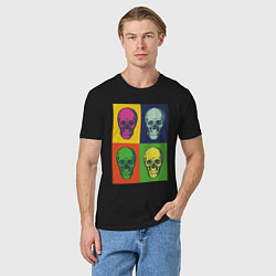 Футболка хлопковая мужская Psychedelic skulls, цвет: черный — фото 2