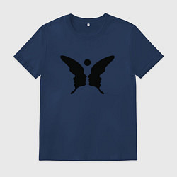 Футболка хлопковая мужская Бабочка обман зрения, цвет: тёмно-синий