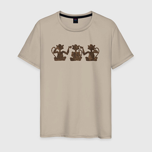 Мужская футболка Три обезьяны / Миндальный – фото 1