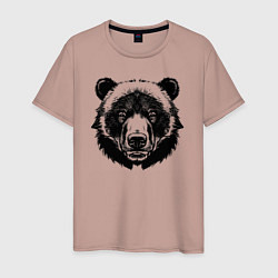 Футболка хлопковая мужская Чернильный медведь, цвет: пыльно-розовый