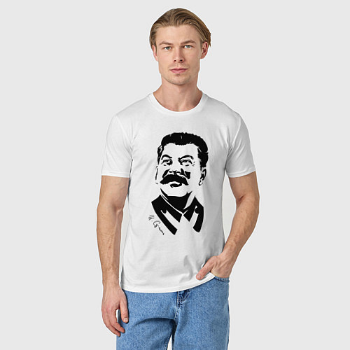Мужская футболка Сталин чб / Белый – фото 3