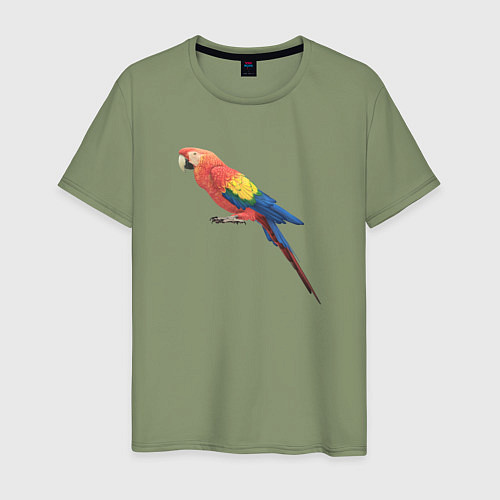 Мужская футболка Одинокий сине-красный попугай / Авокадо – фото 1