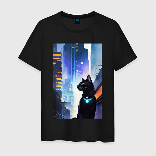 Мужская футболка Black cat - a resident of the metropolis - New Yor / Черный – фото 1