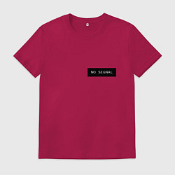 Футболка хлопковая мужская Нет сигнала на черном фоне - мини, цвет: маджента