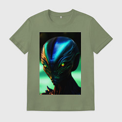 Футболка хлопковая мужская Пришелец UFO, цвет: авокадо