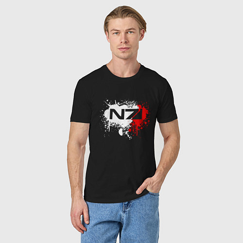 Мужская футболка Mass Effect N7 - shooter - logo / Черный – фото 3