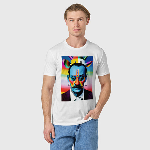 Мужская футболка Salvador Dali - pop art - neural network / Белый – фото 3