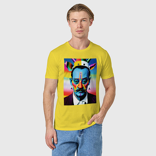 Мужская футболка Salvador Dali - pop art - neural network / Желтый – фото 3