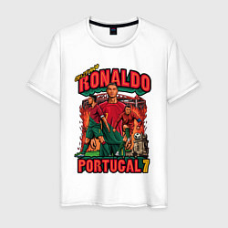 Футболка хлопковая мужская Криштиану Роналду Португалия 7, цвет: белый