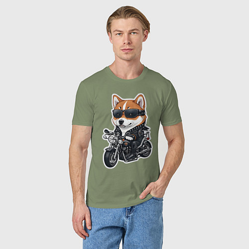Мужская футболка Shiba Inu собака мотоциклист / Авокадо – фото 3