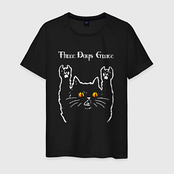 Футболка хлопковая мужская Three Days Grace rock cat, цвет: черный