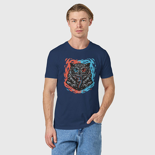 Мужская футболка Ночной охотник-сова / Тёмно-синий – фото 3
