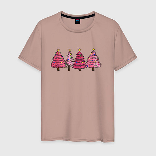 Мужская футболка Новогодние деревья / Пыльно-розовый – фото 1