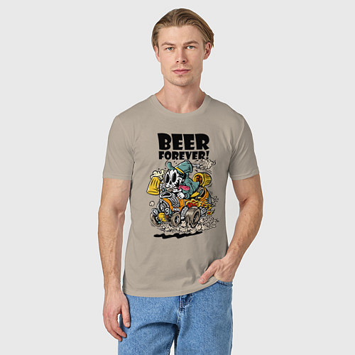 Мужская футболка Beer forever - motto / Миндальный – фото 3