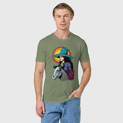 Футболка хлопковая мужская Ведьма и осел comic style, цвет: авокадо — фото 2