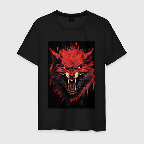 Мужская футболка Красный волк / Черный – фото 1