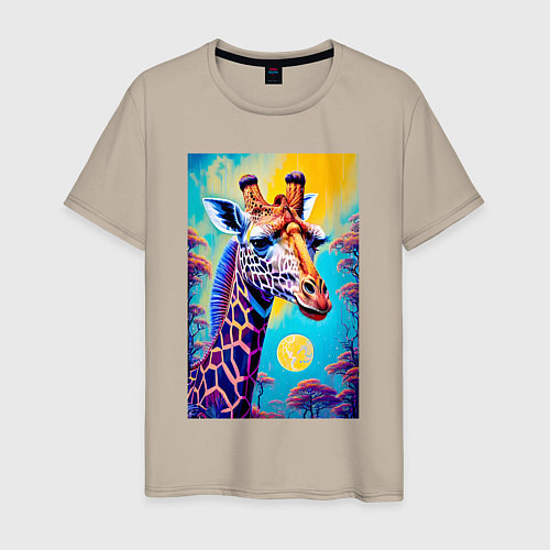 Мужская футболка Африканский жираф / Миндальный – фото 1