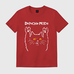 Футболка хлопковая мужская Depeche Mode rock cat, цвет: красный