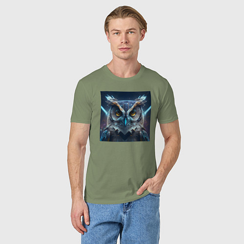 Мужская футболка Сова в стиле футуризм - нейросеть / Авокадо – фото 3