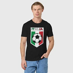 Футболка хлопковая мужская Футбол Италии, цвет: черный — фото 2