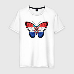 Футболка хлопковая мужская Хорватия бабочка, цвет: белый