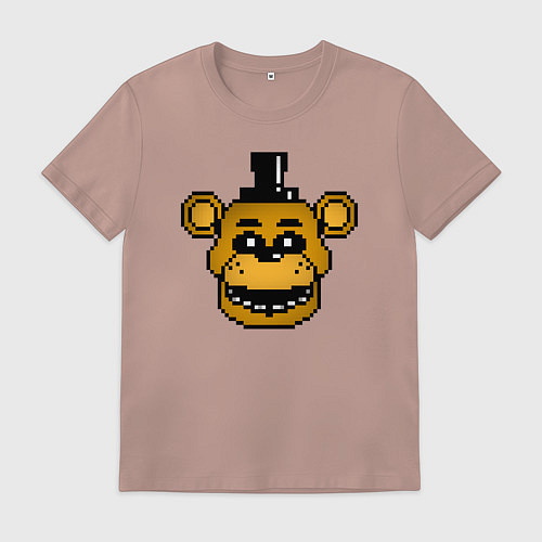Мужская футболка Золотой пиксельный Фредди / Пыльно-розовый – фото 1