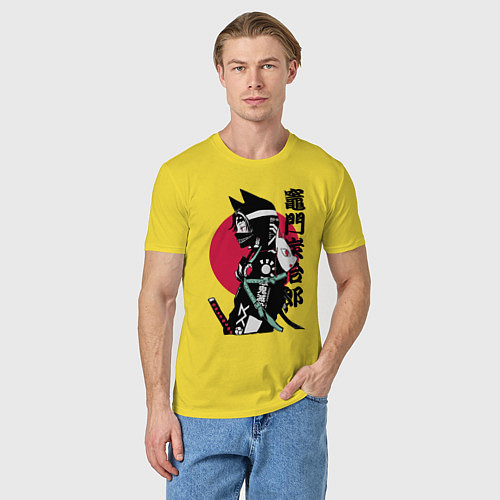 Мужская футболка Samurai cat women / Желтый – фото 3