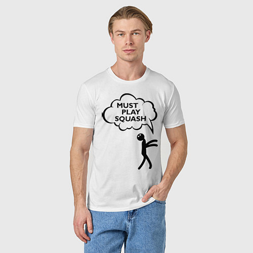 Мужская футболка Must play squash / Белый – фото 3
