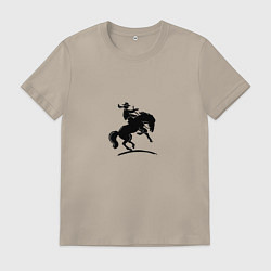Футболка хлопковая мужская Девушка Ковбой, цвет: миндальный