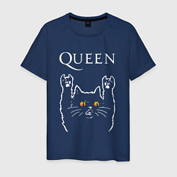 Футболка хлопковая мужская Queen rock cat, цвет: тёмно-синий