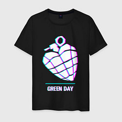 Футболка хлопковая мужская Green Day glitch rock, цвет: черный