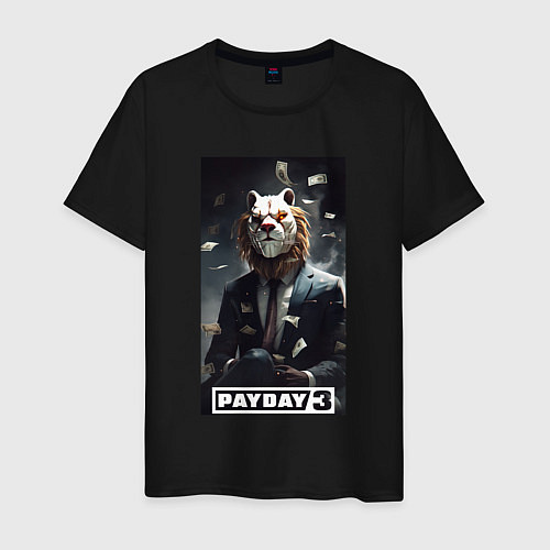 Мужская футболка Payday 3 lion mask / Черный – фото 1