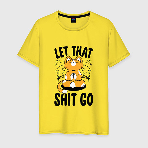 Мужская футболка Let that go shit - котик / Желтый – фото 1