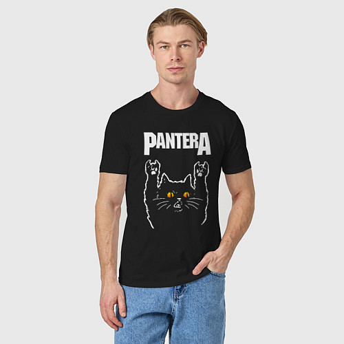 Мужская футболка Pantera rock cat / Черный – фото 3