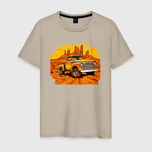 Мужская футболка Шевроле грузовик / Миндальный – фото 1