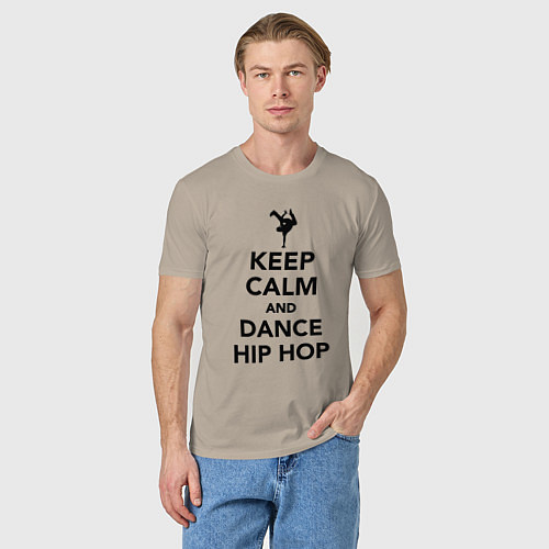 Мужская футболка Keep calm and dance hip hop / Миндальный – фото 3