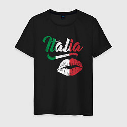Футболка хлопковая мужская Поцелуй Италии, цвет: черный