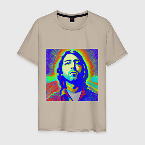 Мужская футболка Kurt Cobain Glitch Art / Миндальный – фото 1