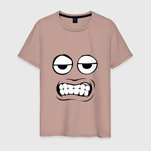 Мужская футболка Unhappy tired emoji smile face / Пыльно-розовый – фото 1