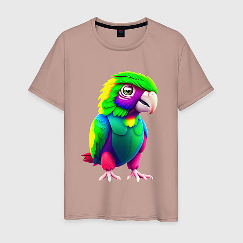 Мужская футболка Мультяшный попугай / Пыльно-розовый – фото 1